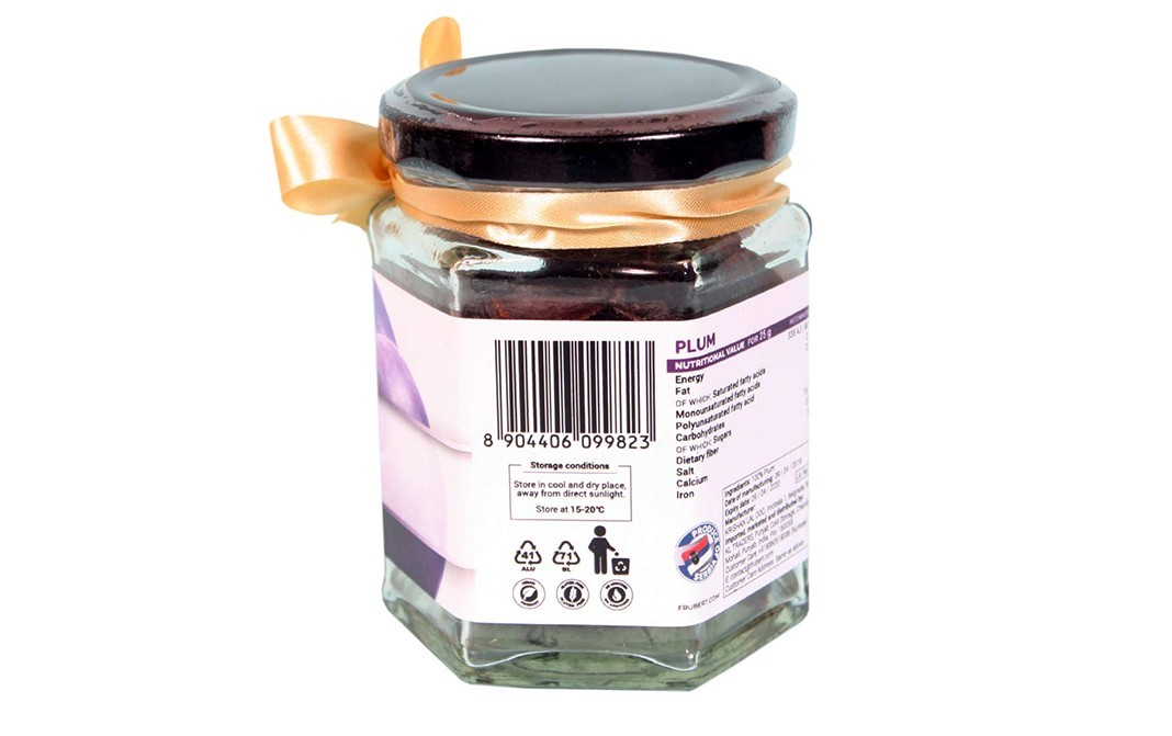 Frubert Dried Plum    Glass Jar  100 grams